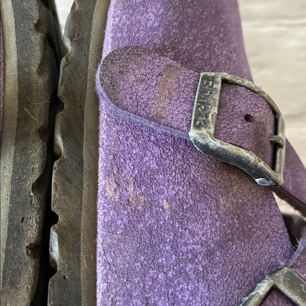Birkenstock Birki's Dorian Purple Leather Crisscross Clogs Size 36 - Picture 6 of 13